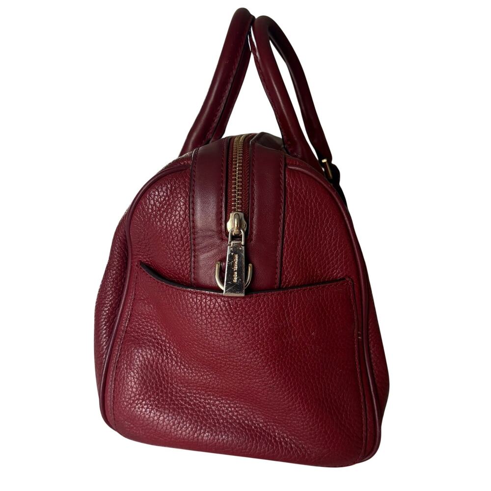 Michael Kors Bedford Legacy Maroon Red Pebbled Leather Duffel Handbag Purse READ - Picture 6 of 10